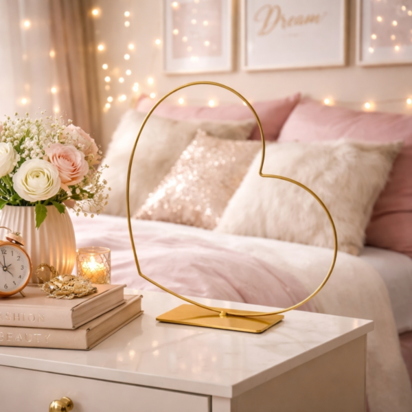 Decoratie Hart Frame liggend goudkleurig 30 cm