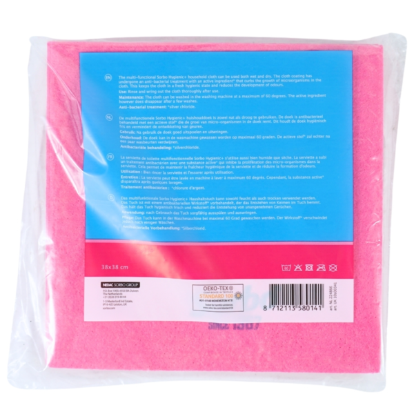 Sorbo huishouddoek roze 38 cm 3 stuks