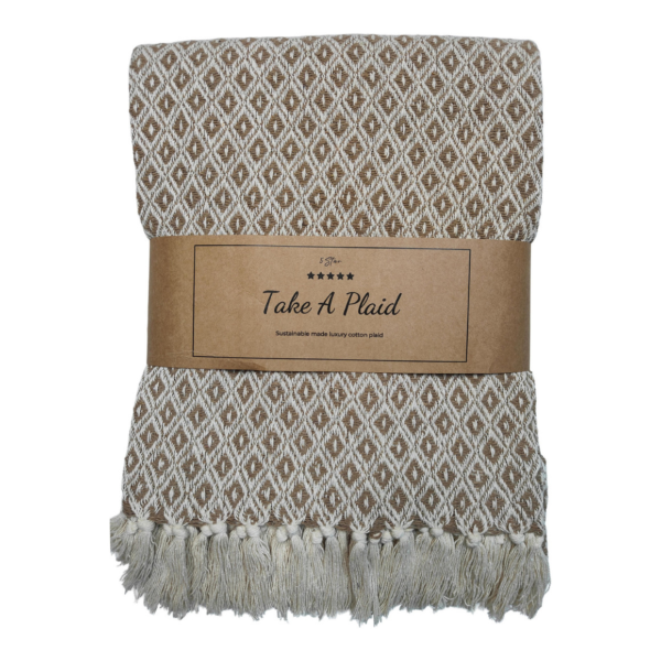 Take a Plaid 56 gerecycled katoen beige 130 x 180 cm