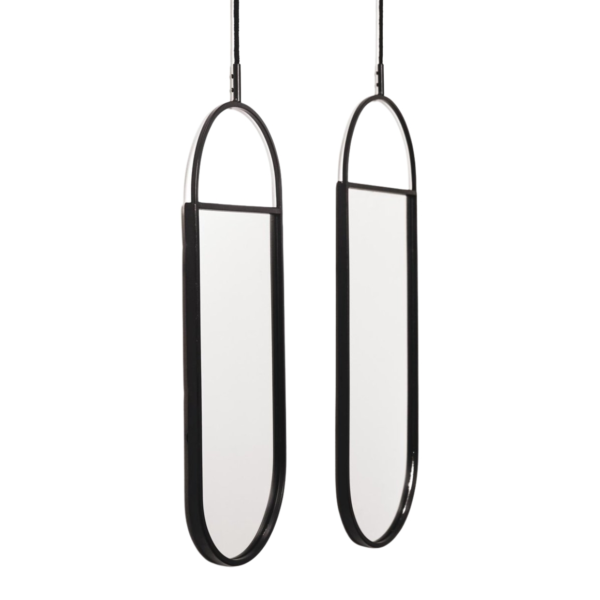 Housevitamin wandspiegel metaal zwart 60 cm set van 2