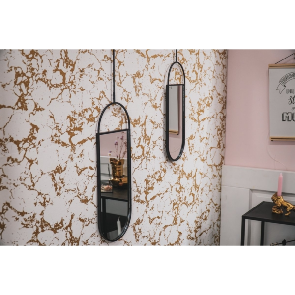 Housevitamin wandspiegel metaal zwart 60 cm set van 2