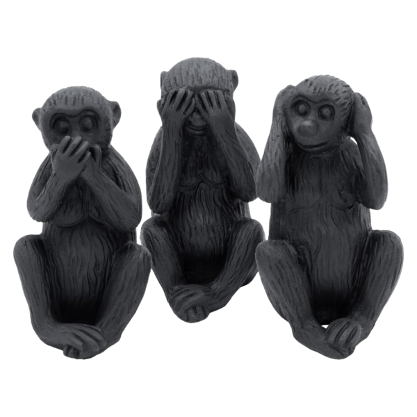 Beeld Apen horen zien zwijgen zwart 12 cm set van 3