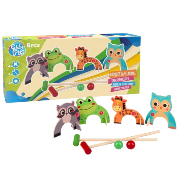 Croquetspel Animal hout 8-delig