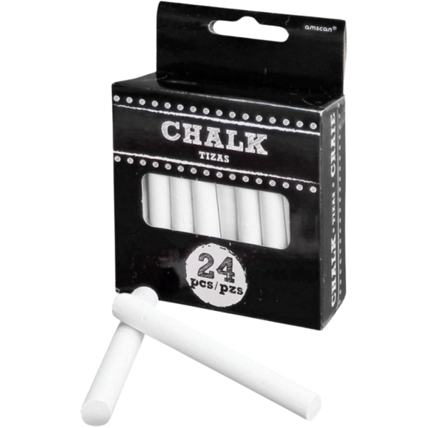 Schoolbordkrijt wit 7,5 cm 24 stuks