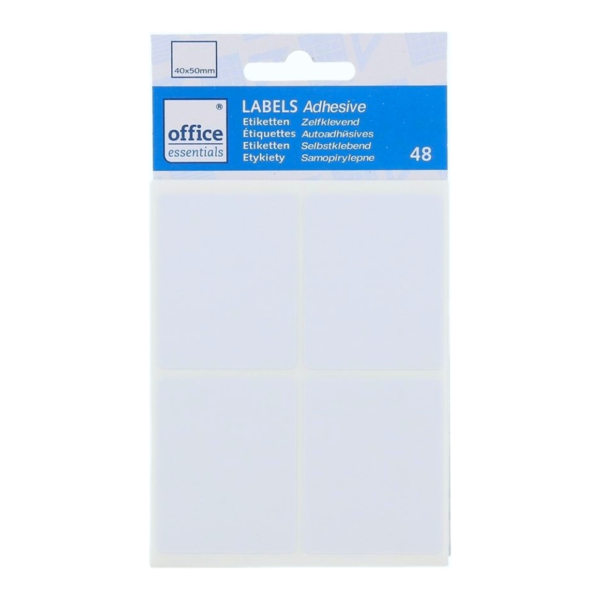 Zelfklevende etiketten wit 40 x 50 mm 48 stuks
