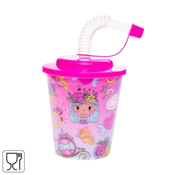 3D beker met rietje prinses 250 ml