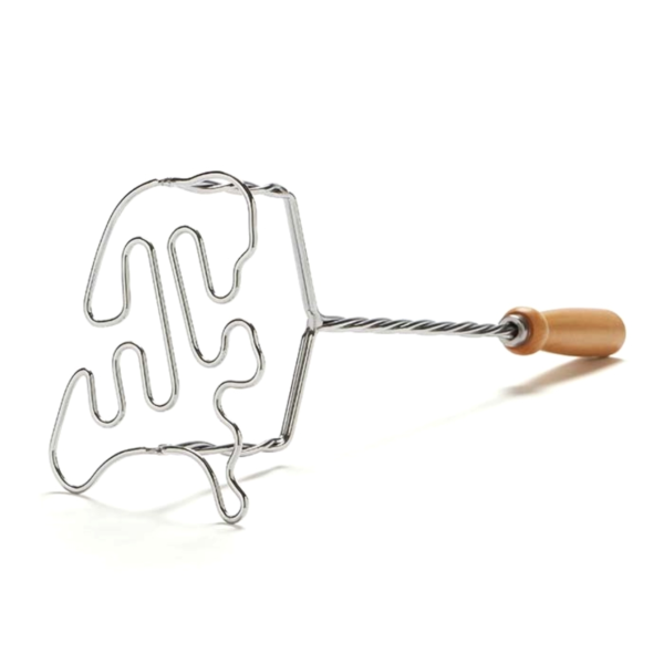 Stamppotstamper Nederland metaal met houten handvat 37 cm
