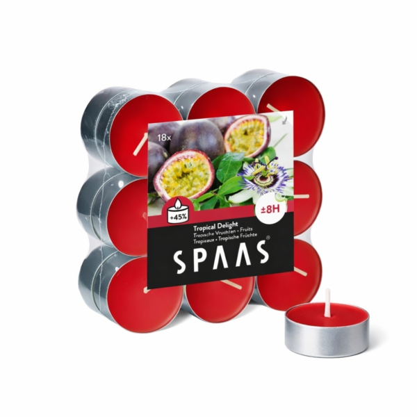 (R) Spaas geur theelichten Tropical Delight 4 cm set van 18