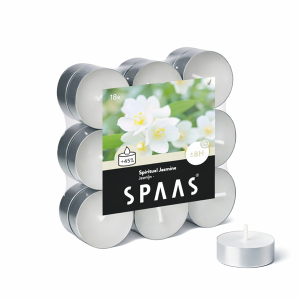 (R) Spaas geur theelichten Spiritual Jasmine 4 cm set van 18