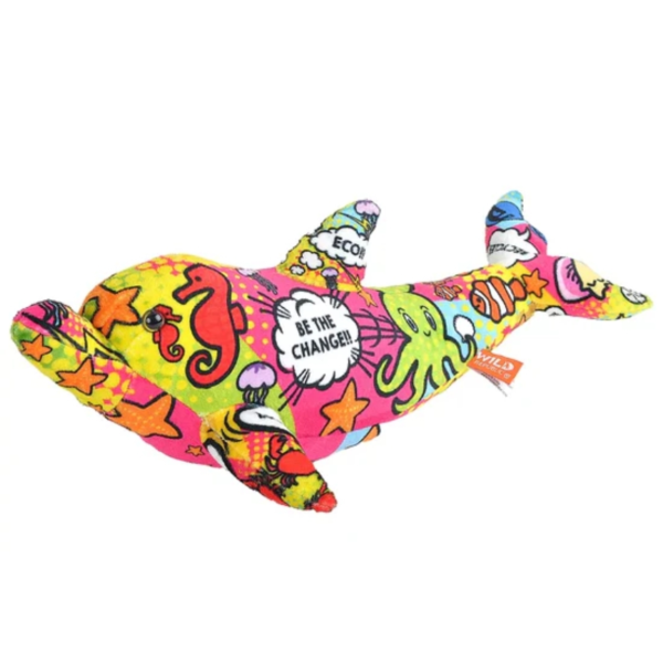 Wild Republic knuffel message EN dolfijn 35 cm