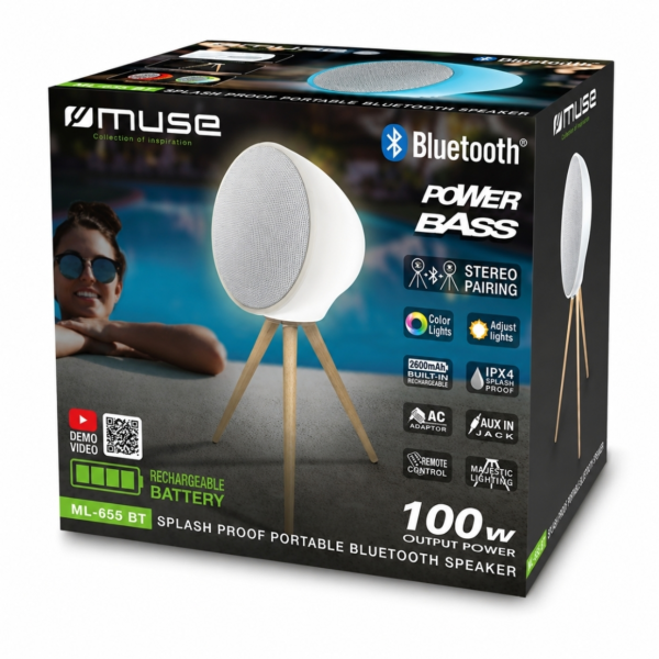 Muse design Bluetooth luidspreker M-655 LED wit 100W