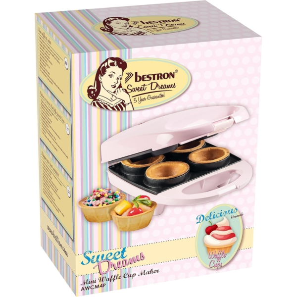 Bestron Sweet Dreams wafelcup maker EU-stekker roze 520 W
