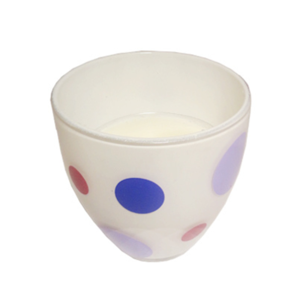 Citronella kaars in glazen houder wit / paars