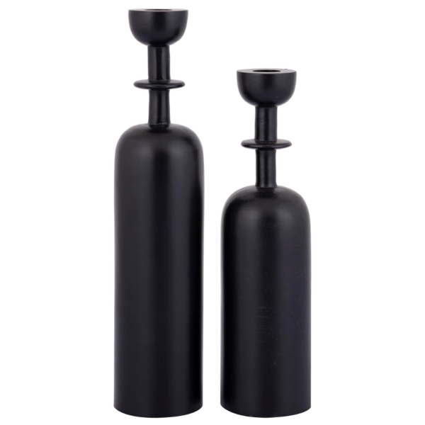 PTMD kandelaar Yanou met ring L aluminium zwart 32 cm