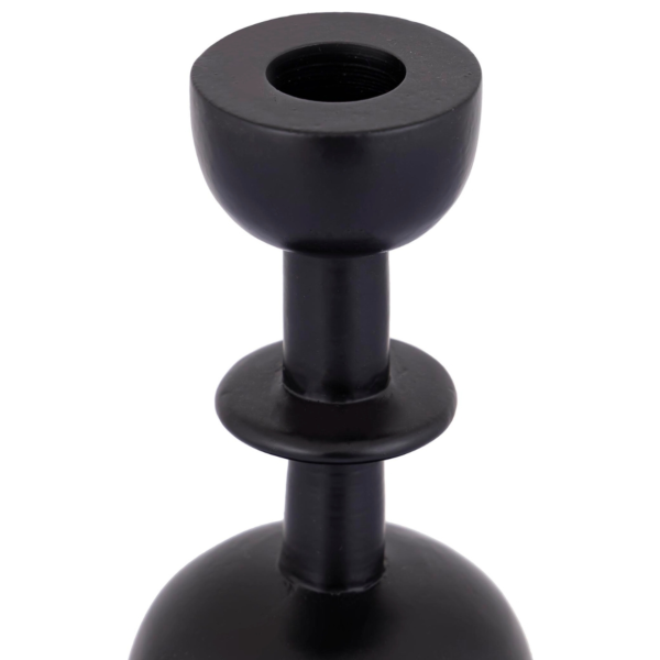 PTMD kandelaar Yanou met ring L aluminium zwart 32 cm