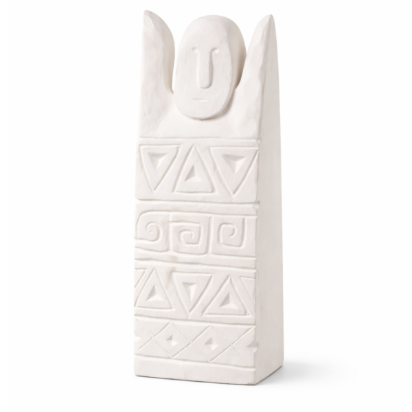 J-Line beeld Primitief Happy hout wit 46 cm