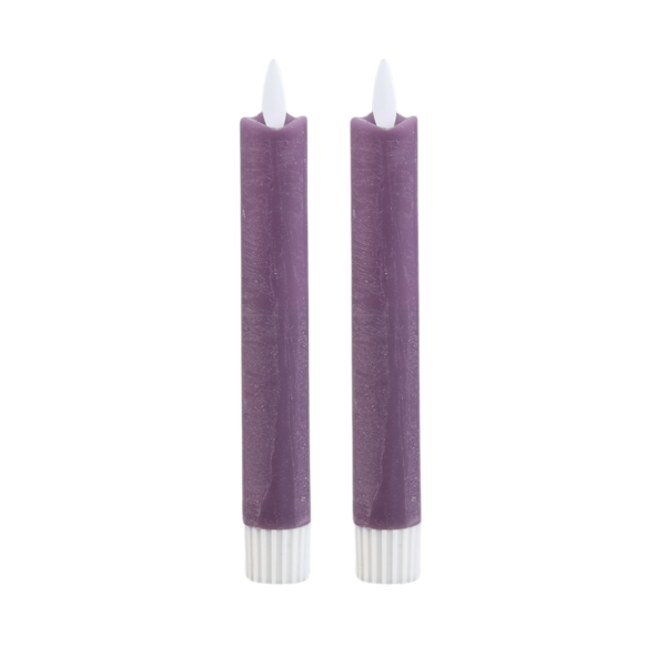 PTMD LED kaars op batterij rustic lilac 16 cm set van 2