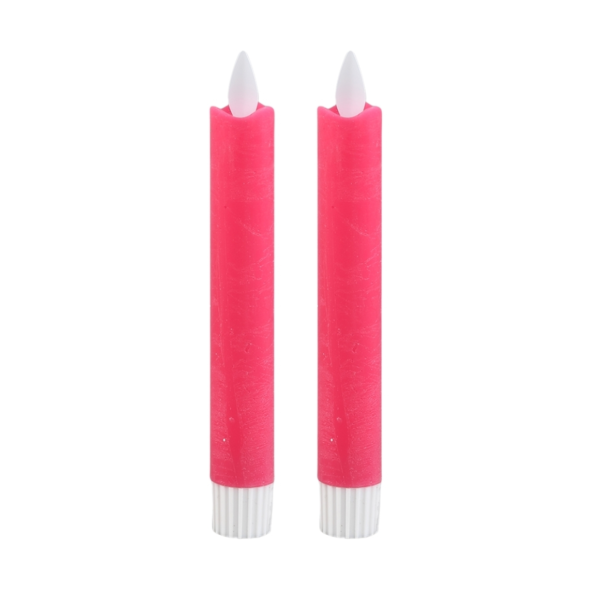 PTMD LED dinerkaars op batterij bright pink 2,2 x 16 cm set van 2