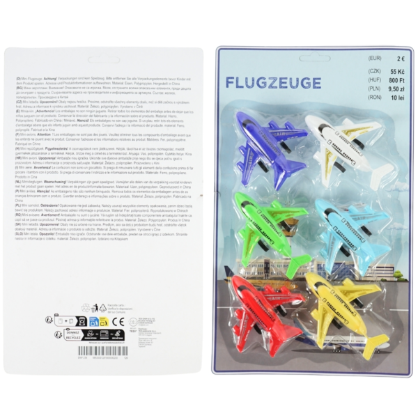 Speelgoedvliegtuigen 10 cm 6 stuks