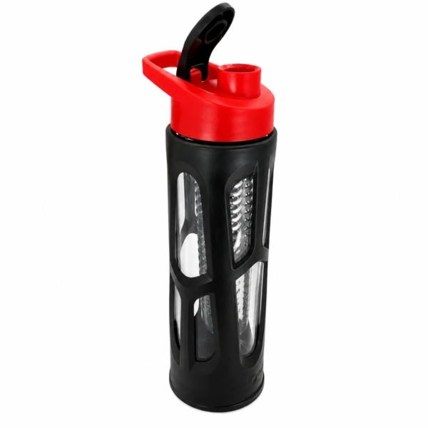 Green Canteen drinkfles Flip Cap glas zwart/rood 561 ml