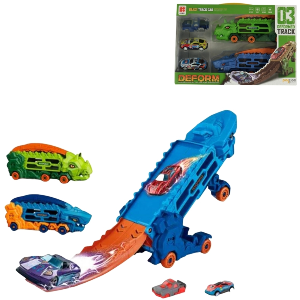 Dino transporter und transformierbares bahnauto set