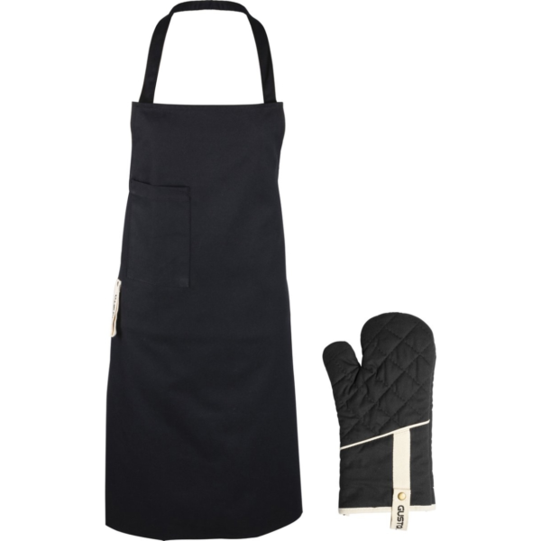 Gusta BBQ schort en ovenwant giftset zwart