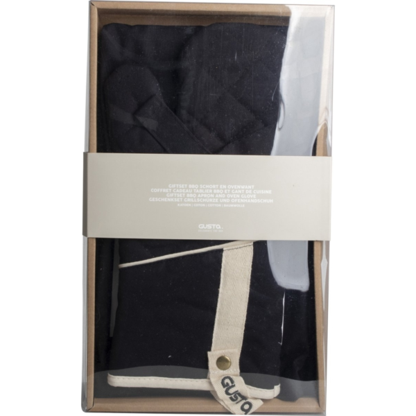 Gusta BBQ schort en ovenwant giftset zwart