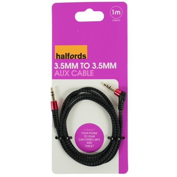 Halfords Aux kabel zwart 3,5 mm 1 meter