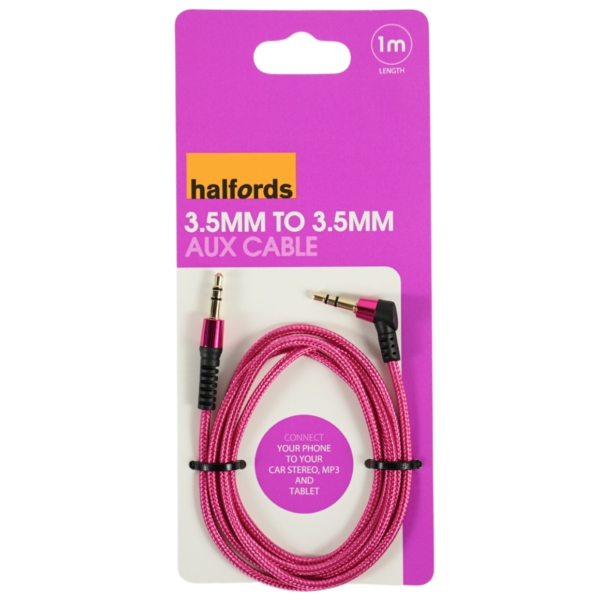 Halfords Aux kabel roze 3,5 mm 1 meter