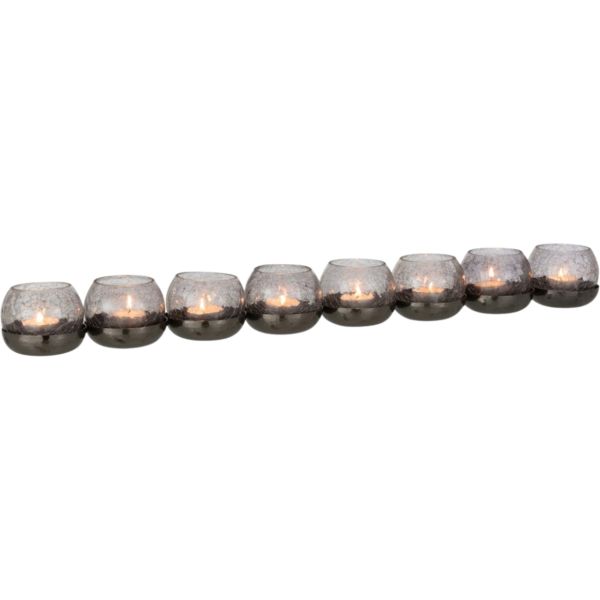 J-Line theelichthouder Craquele 8 bollen zwart 71 cm