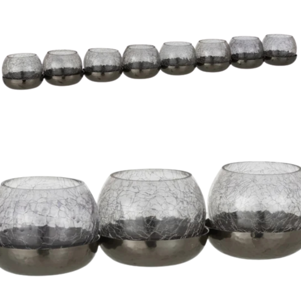 J-Line theelichthouder Craquele 8 bollen zwart 71 cm
