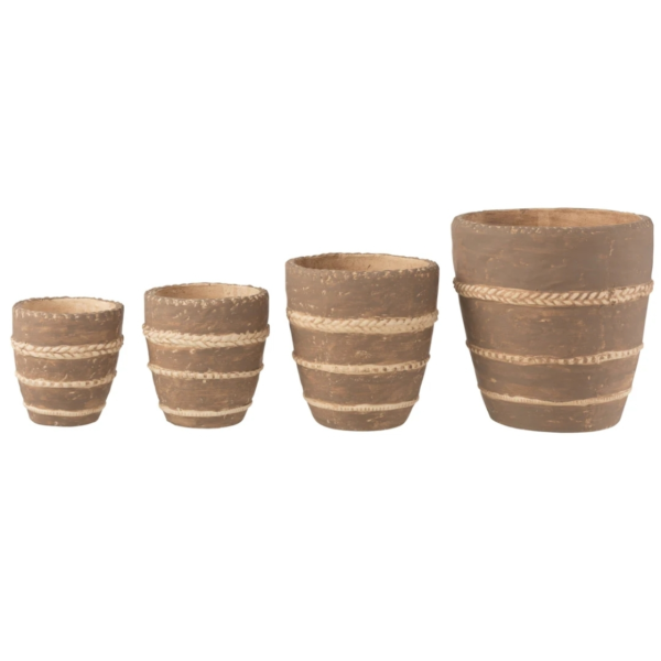 J-Line bloempot gevlochten bruin 23,5 cm