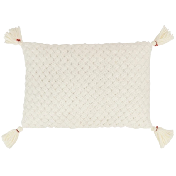 J-Line kussen gehaakt wit 56 x 38 cm