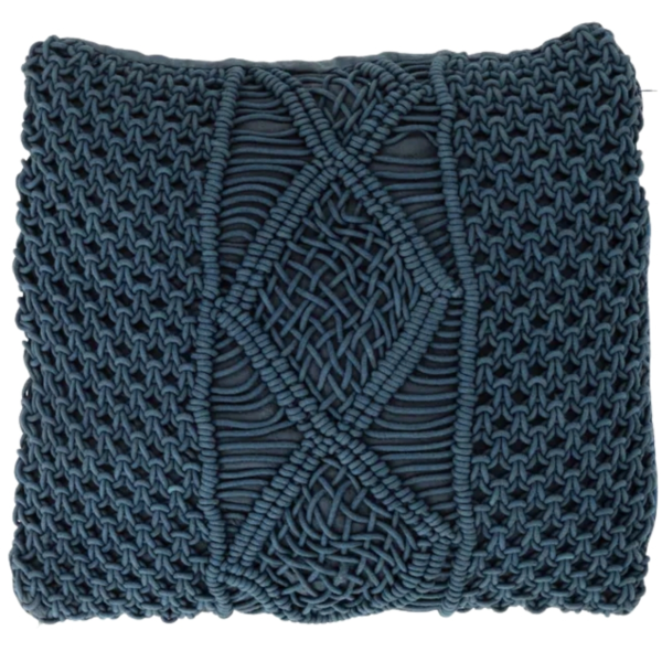 J-Line kussen Macrame blauw 45 x 45 cm