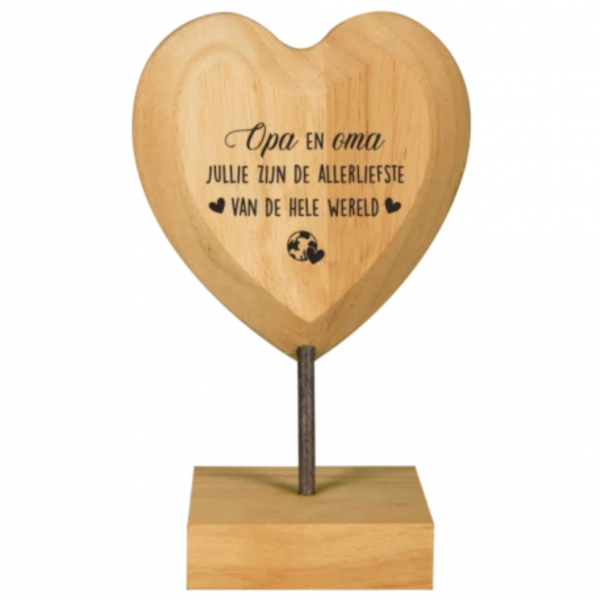 Paper Dreams houten hart met tekst Opa en oma 18 cm