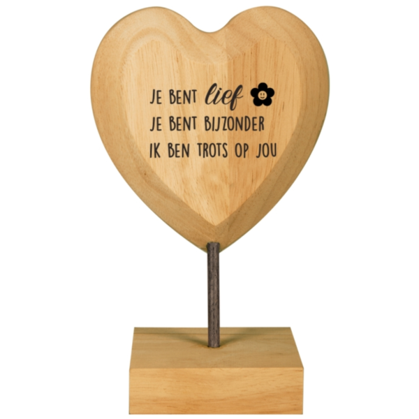 Paper Dreams houten hart met tekst Je bent lief 18 cm