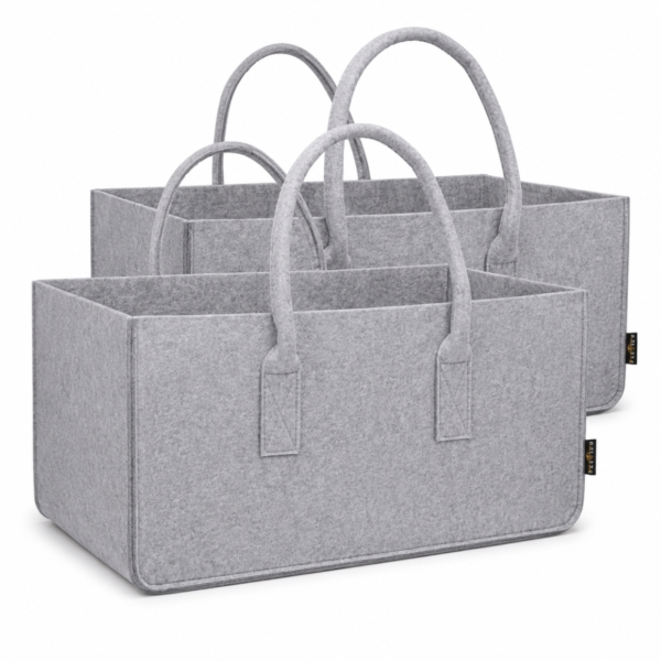 Premium mand vilt lichtgrijs 50 cm set van 2