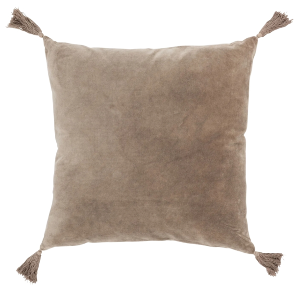 J-Line kussen Velvet kwast beige 43 x 43 cm