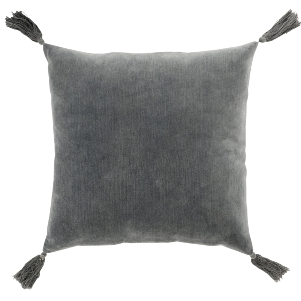 J-Line kussen Velvet kwast grijs 43 x 43 cm