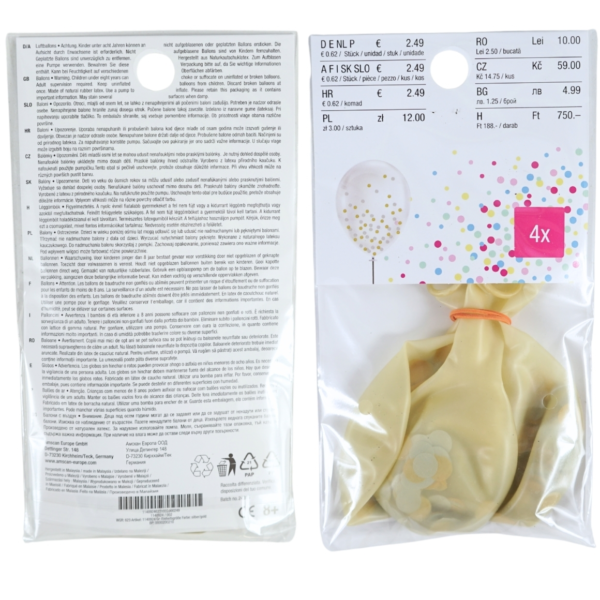 Ballonnen confetti 25 cm 4 stuks