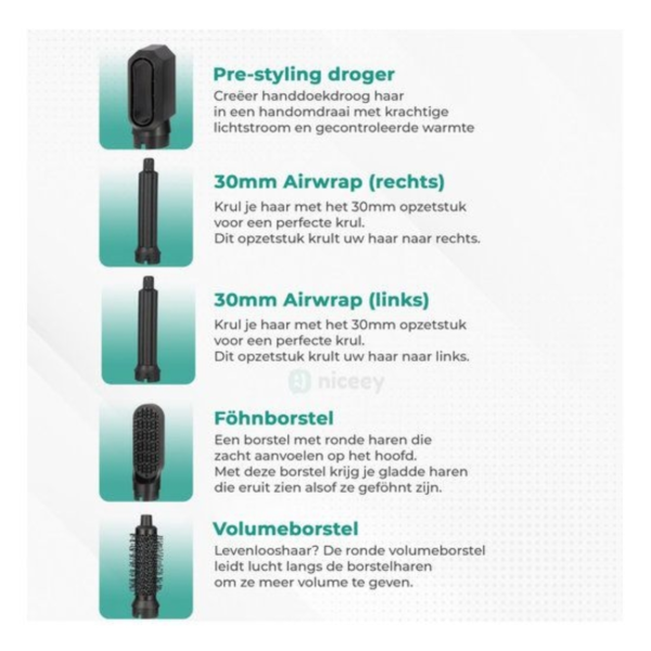 Niceey 5-in-1 haarstyler zwart