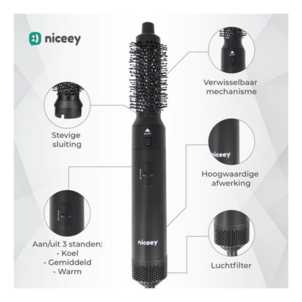 Niceey 5-in-1 haarstyler zwart