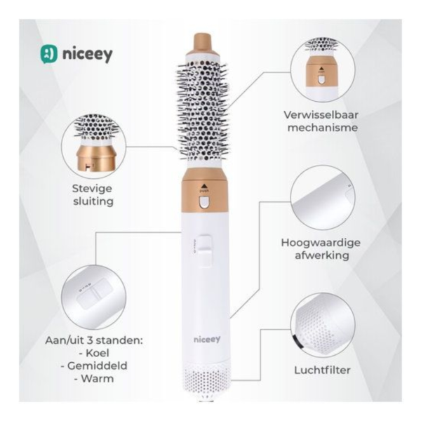 Niceey 5-in-1 haarstyler wit