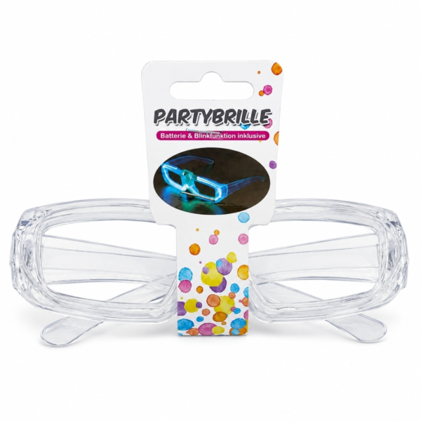 Feest bril LED op batterij transparant one size