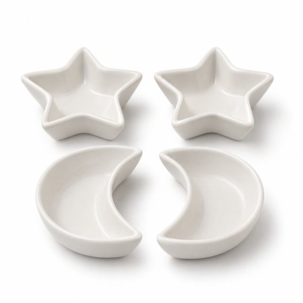 Schalen Star Moon wit 12 cm set van 4