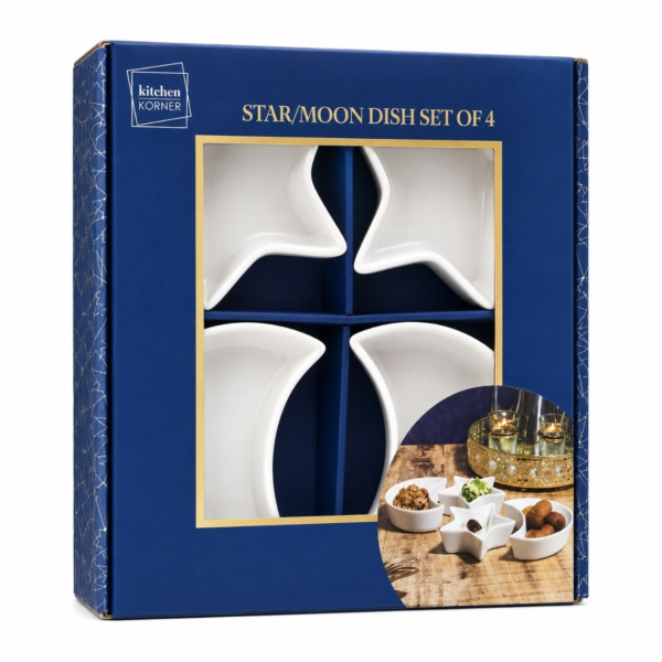 Schalen Star Moon wit 12 cm set van 4