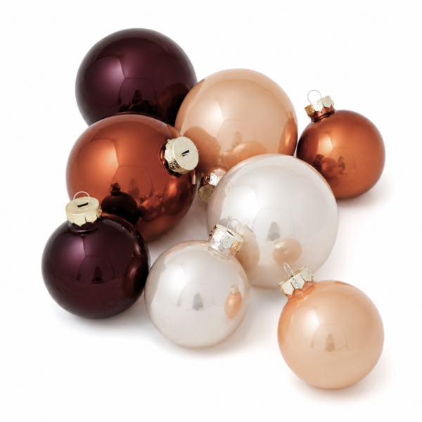 Kerstballen glas Cappuccino 8 cm set van 30