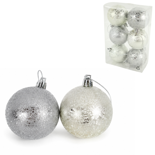 Kerstballen Mirror zilverkleurig 5,5 cm set van 6