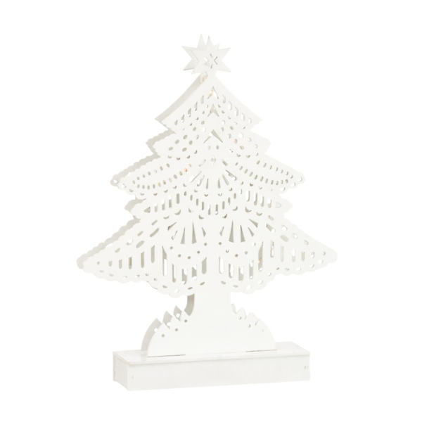 J-Line kerstboom LED op batterij wit 25 cm