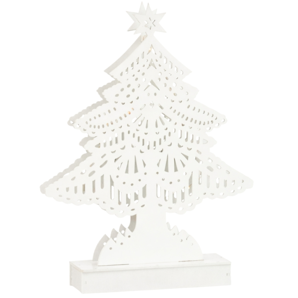 J-Line kerstboom LED op batterij wit 32,5 cm